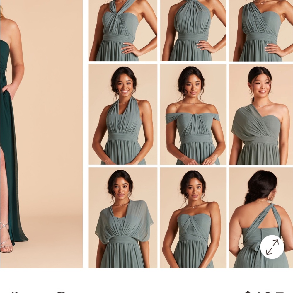 BIRDY GREY bridesmaid Emerald Green Dress with Slit - Picture 3 of 5